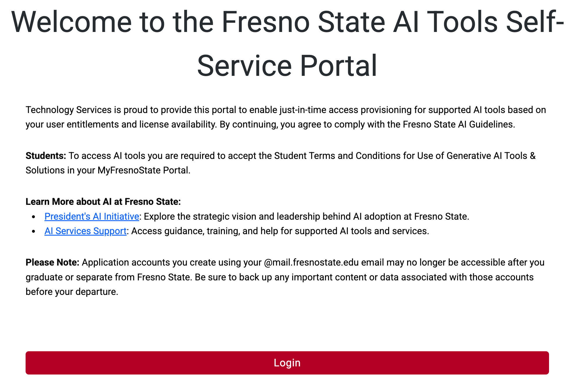 Fresno State AI Tools Self-Service Portal