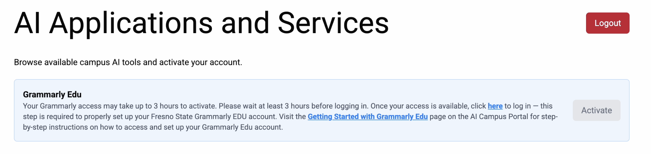 ai tools self service portal home page