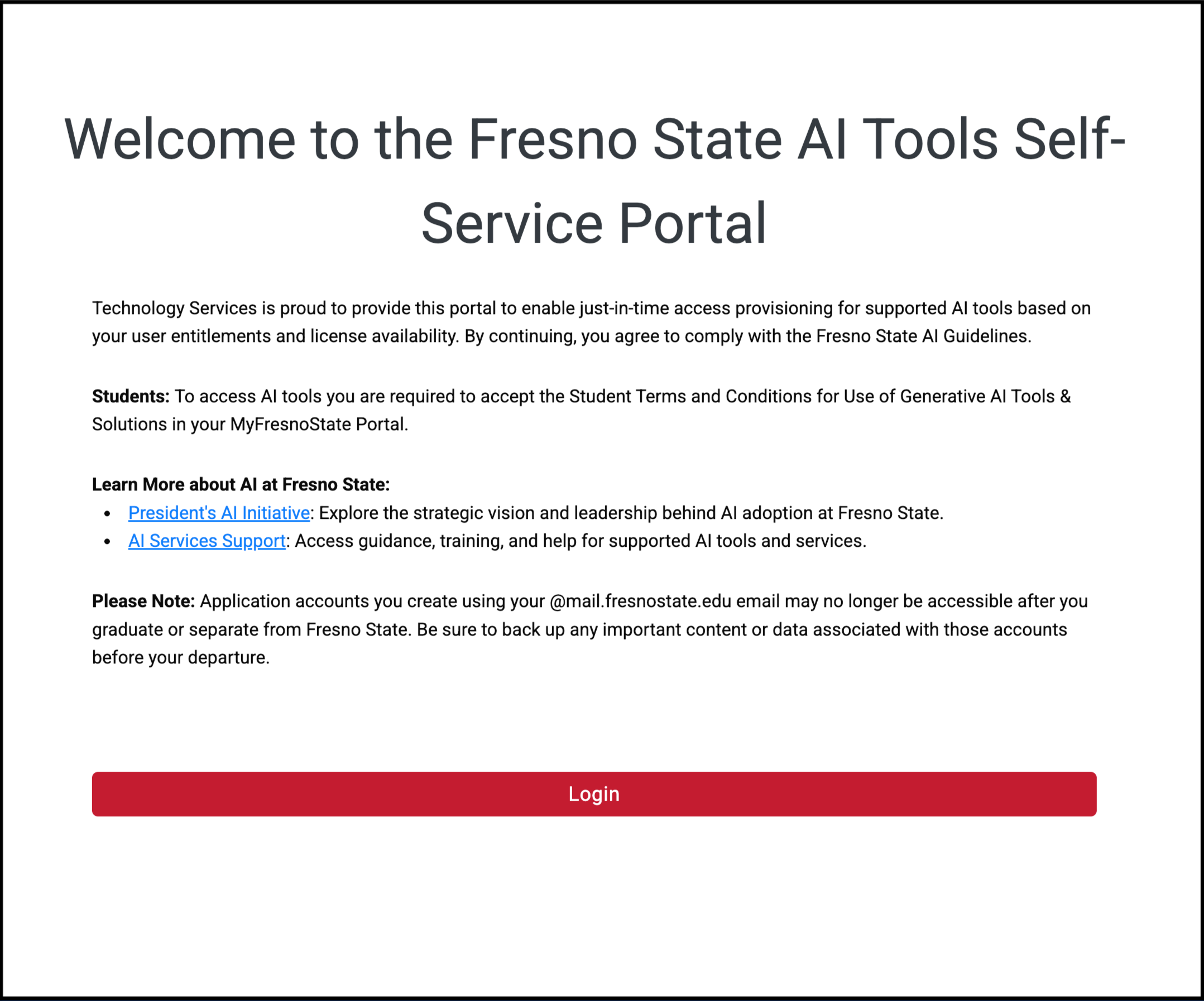 AI Self Service Portal AI Self Service Portal Welcome Page