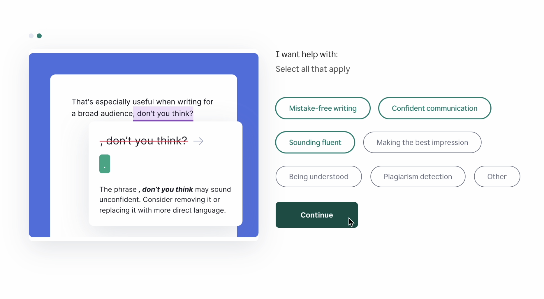 Grammarly Personalizaiton Grammarly Personalizaiton page two