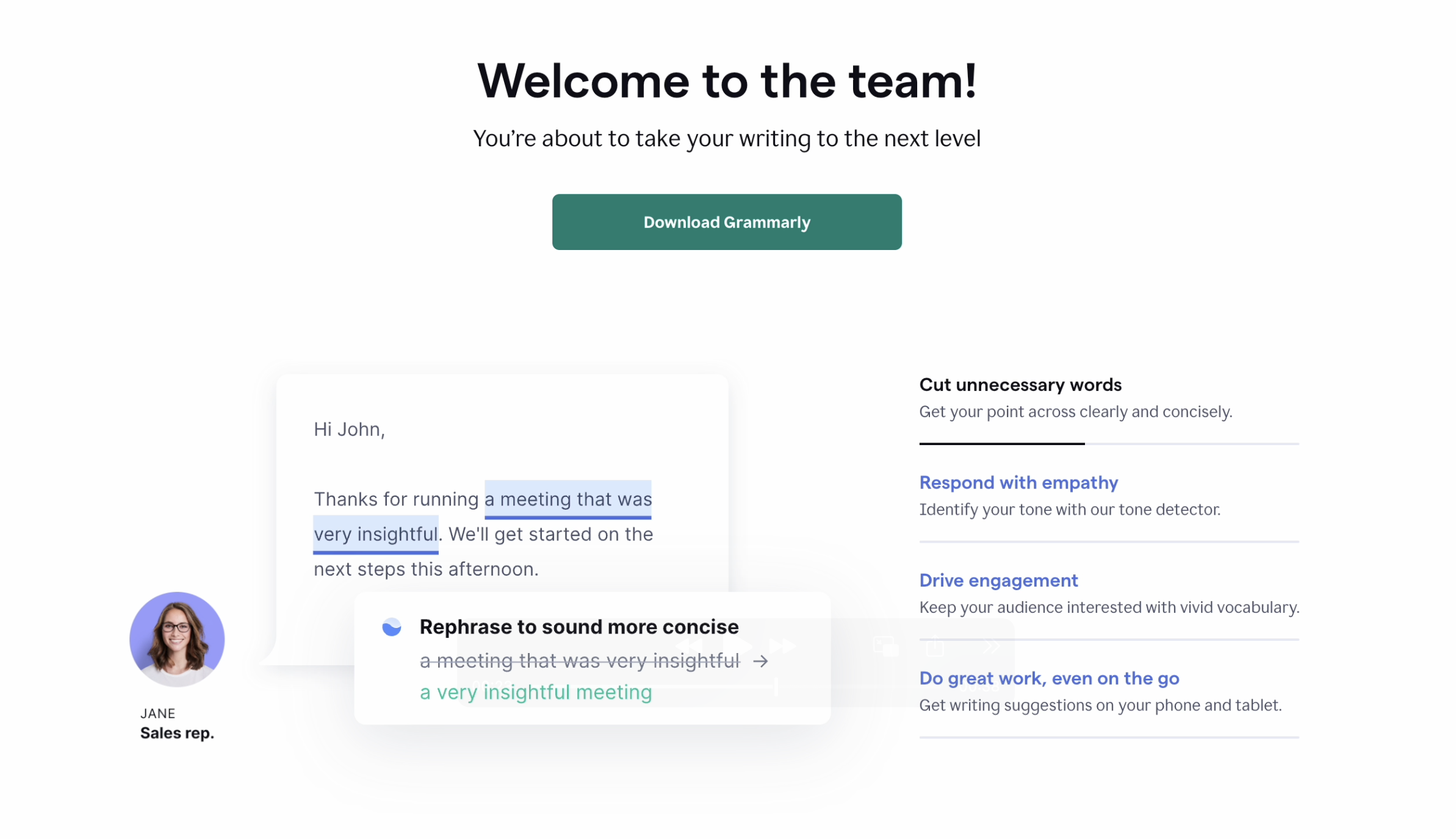 Welcome page Welcome page for grammarly edu