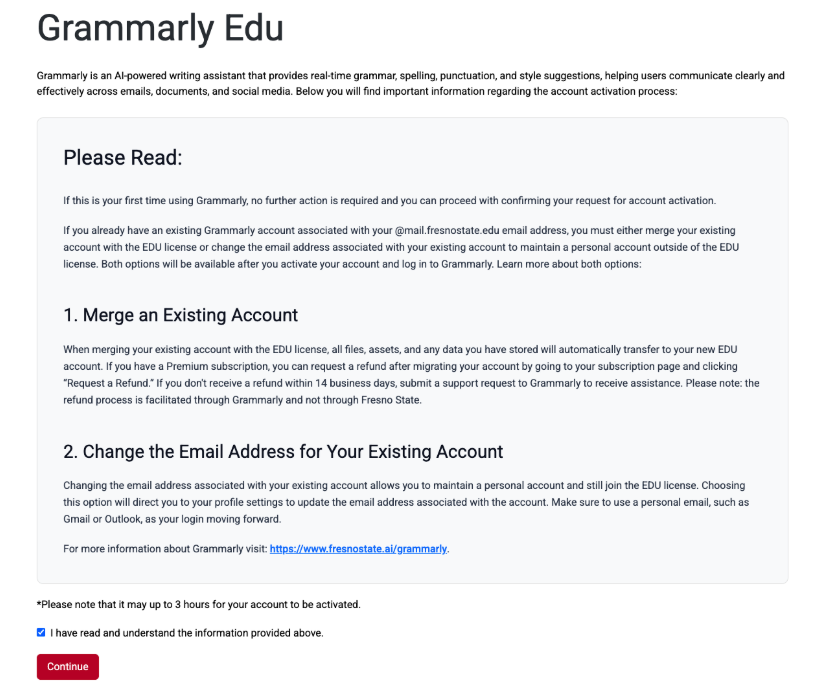 grammarly agreement page