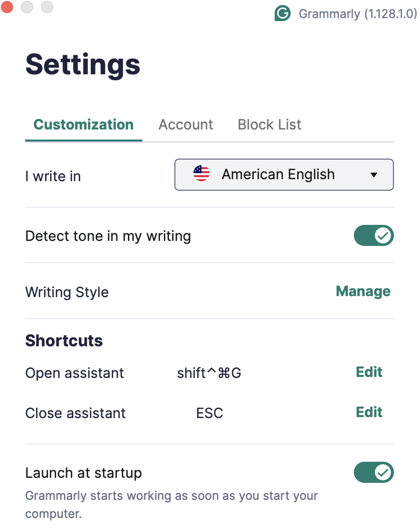 settings menu customization